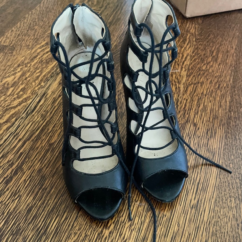Zara black lace up heels